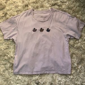 purple embroidered butterfly tee